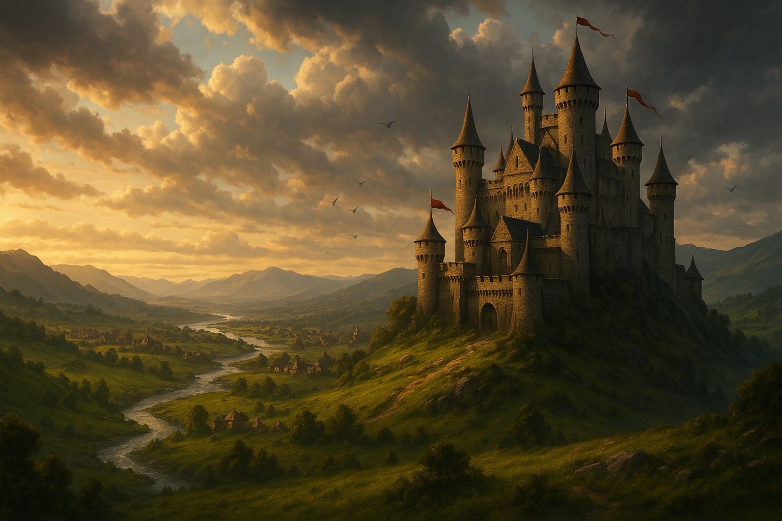 Majestuoso castillo con vista al reino